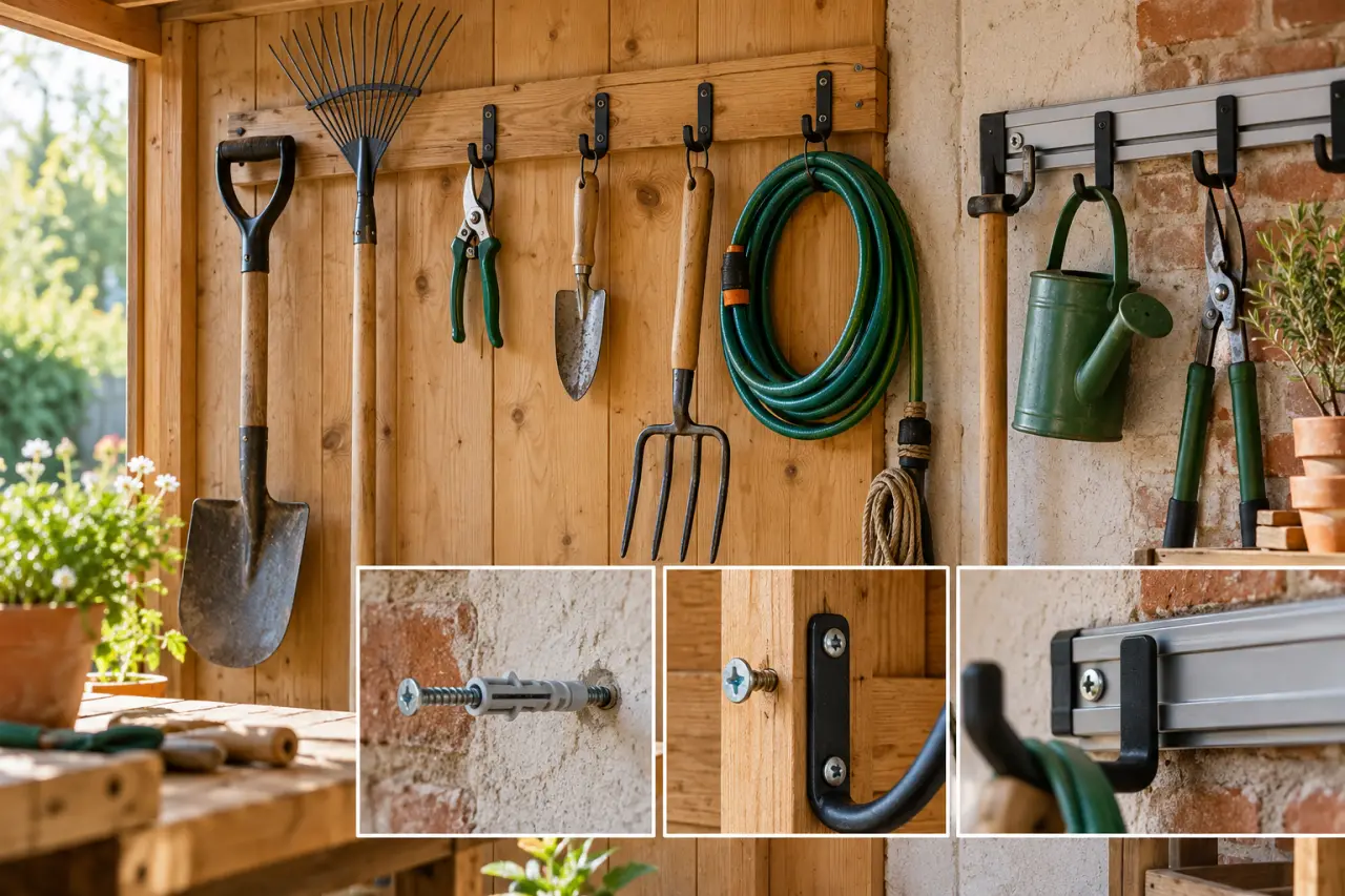 Support mural pour outils de jardin : le bon crochet ne suffit pas sans la bonne fixation