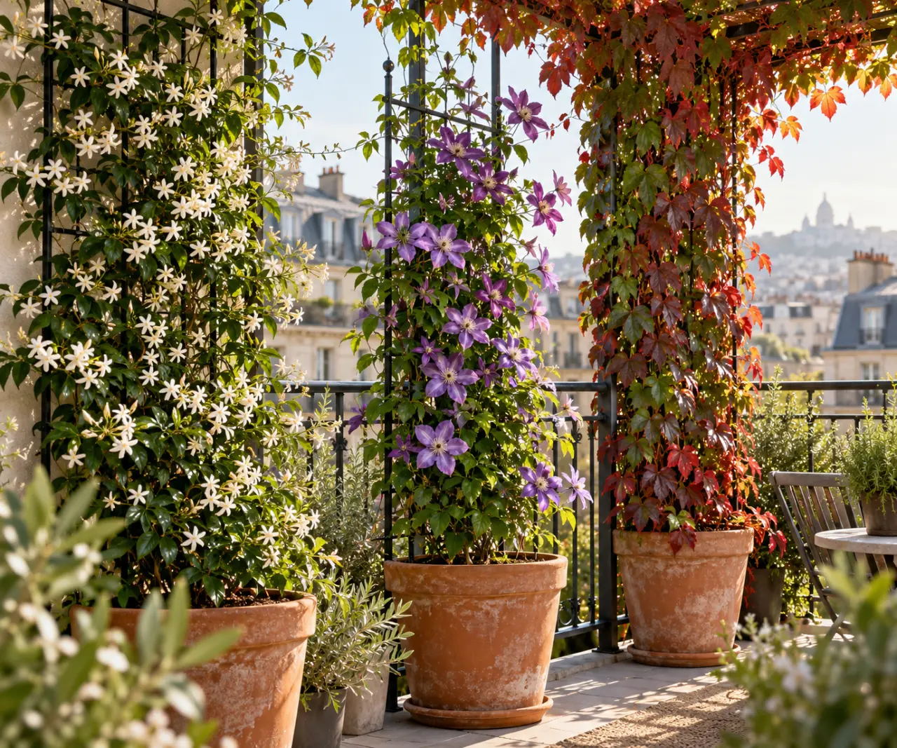 Quelle plante grimpante en pot choisir pour un balcon : parfum, floraison ou ombrage ?