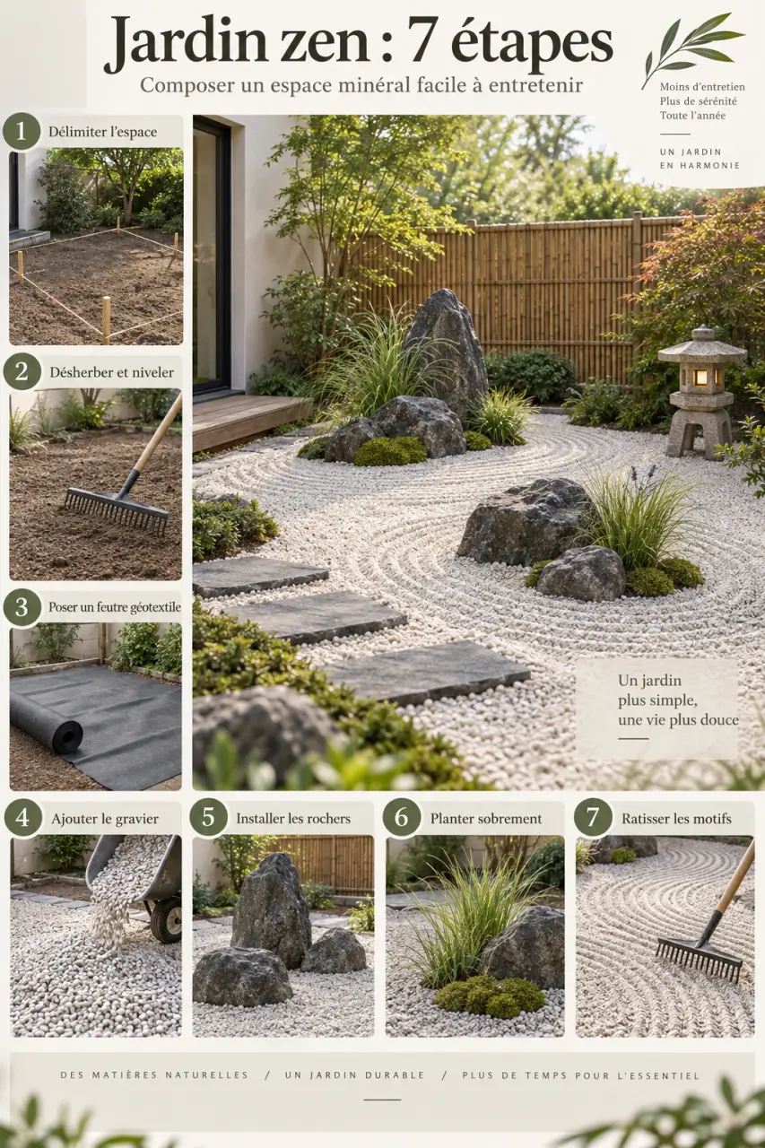 Faire un jardin zen : 7 étapes pour composer un espace minéral facile à entretenir