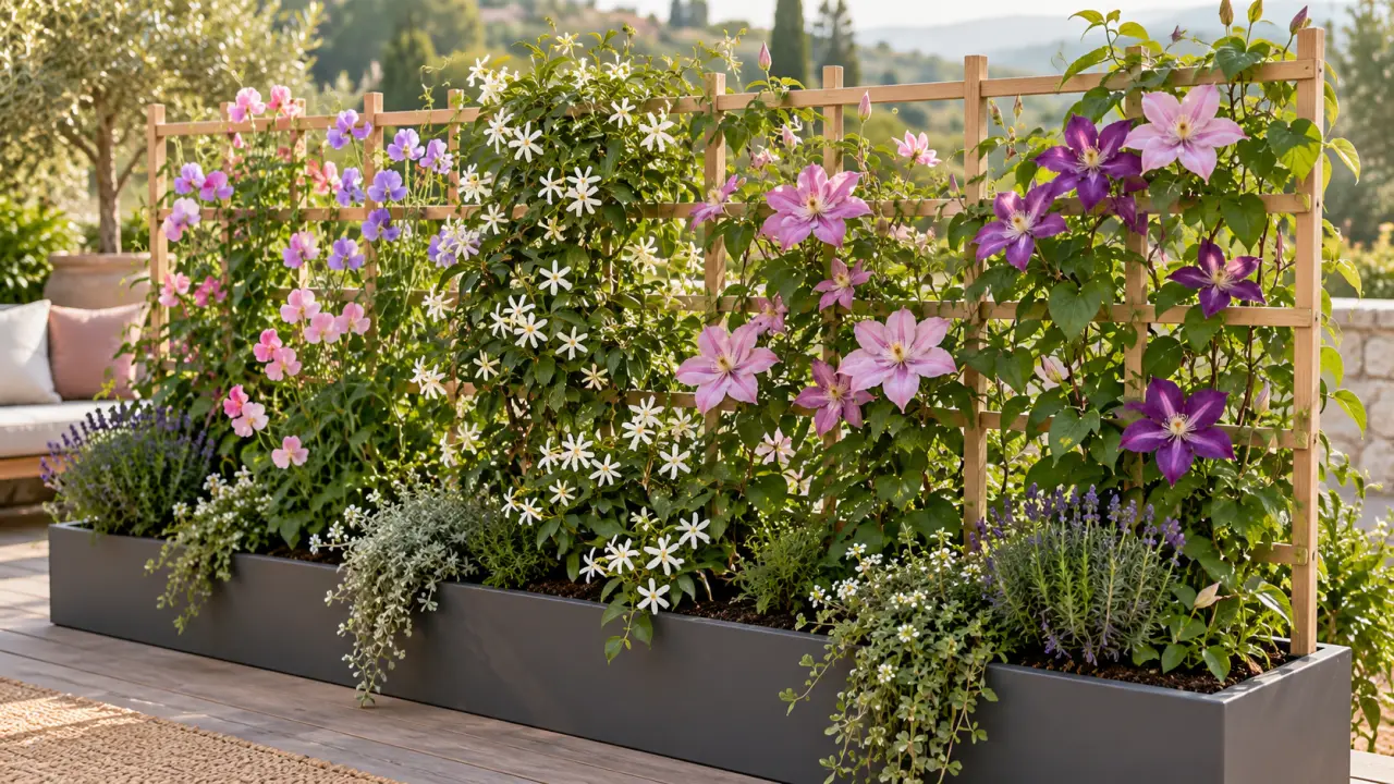 Plantes grimpantes pour jardinière : un écran fleuri sans choisir une liane envahissante