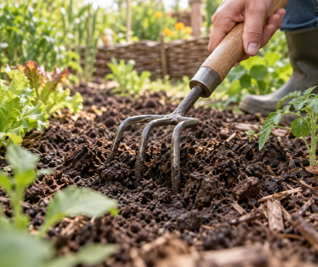 La griffe de jardinage prépare la terre sans la retourner en profondeur